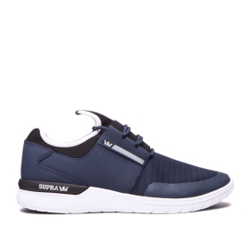 Supra Mens FLOW RUN Navy/white Low Top Shoes | CA-62947